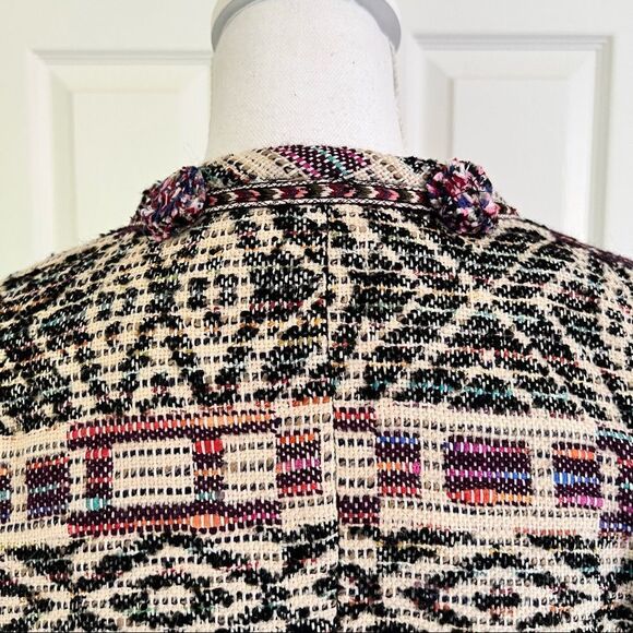 Zara Jacquard Jacket Cardigan Wool / Cotton Blend in Multicolor Large - Picture 11 of 13